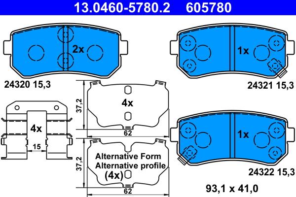 ATE 13.0460-5780.2 - Тормозные колодки, дисковые, комплект autosila-amz.com