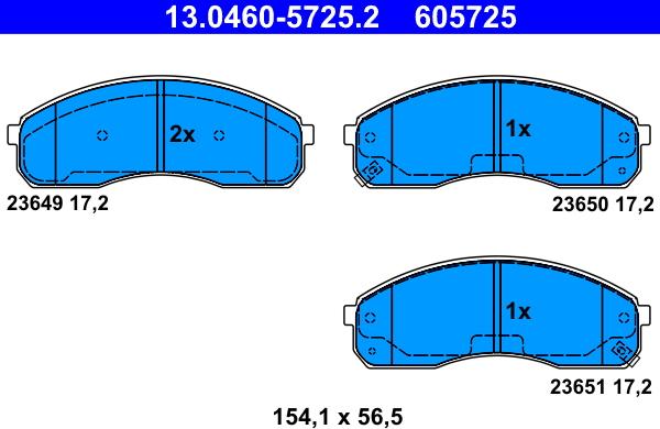 ATE 13.0460-5725.2 - Тормозные колодки, дисковые, комплект autosila-amz.com