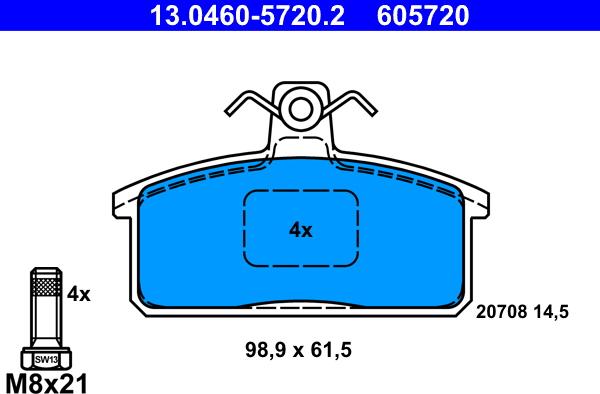 ATE 13.0460-5720.2 - Тормозные колодки, дисковые, комплект autosila-amz.com