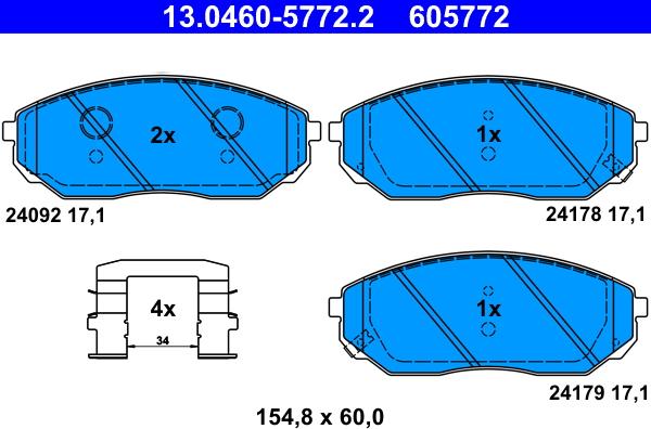 ATE 13.0460-5772.2 - Тормозные колодки, дисковые, комплект autosila-amz.com