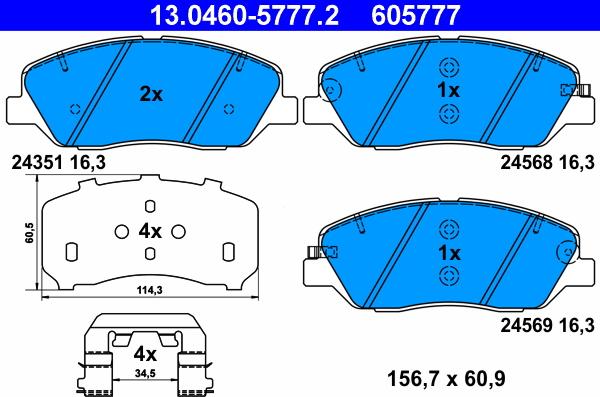 ATE 13.0460-5777.2 - Тормозные колодки, дисковые, комплект autosila-amz.com