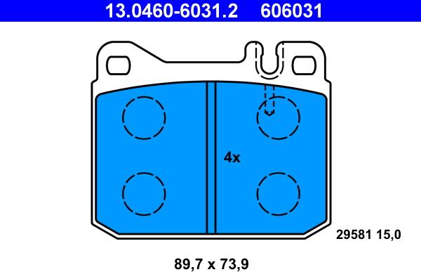 ATE 13.0460-6031.2 - Тормозные колодки, дисковые, комплект autosila-amz.com