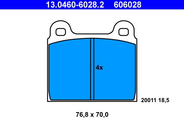 ATE 13.0460-6028.2 - Тормозные колодки, дисковые, комплект autosila-amz.com