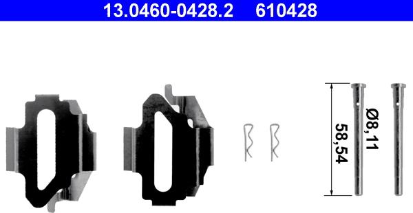 ATE 13.0460-0428.2 - Комплектующие для колодок дискового тормоза autosila-amz.com