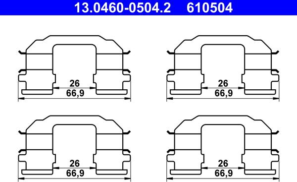 ATE 13.0460-0504.2 - Комплектующие для колодок дискового тормоза autosila-amz.com