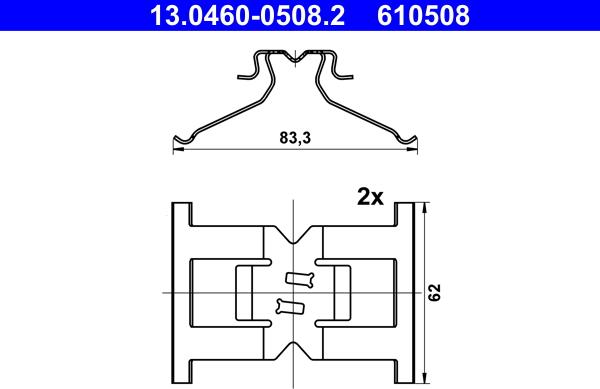 ATE 13.0460-0508.2 - Комплектующие для колодок дискового тормоза autosila-amz.com