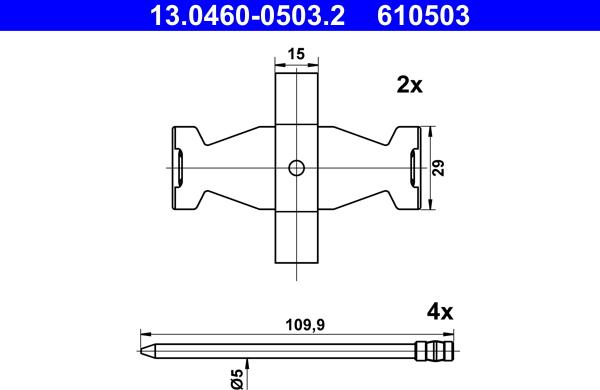 ATE 13.0460-0503.2 - Комплектующие для колодок дискового тормоза autosila-amz.com