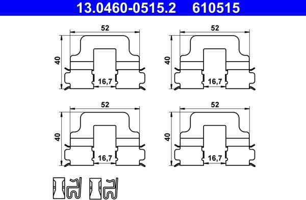 ATE 13.0460-0515.2 - Комплектующие для колодок дискового тормоза autosila-amz.com