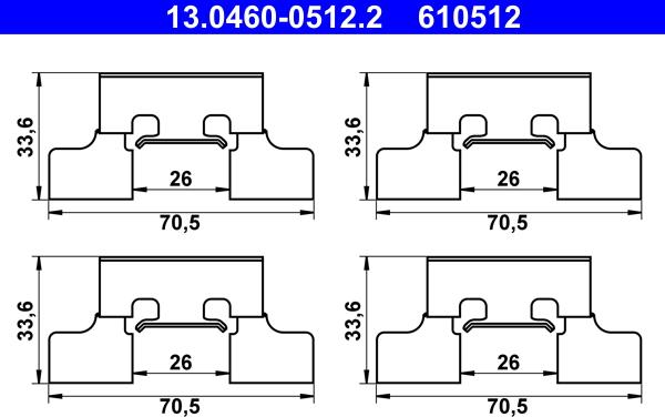 ATE 13.0460-0512.2 - Комплектующие для колодок дискового тормоза autosila-amz.com