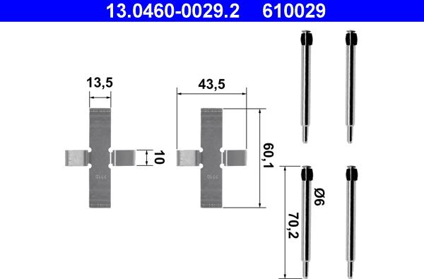 ATE 13.0460-0029.2 - Комплектующие для колодок дискового тормоза autosila-amz.com