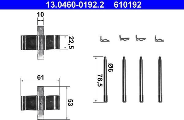 ATE 13.0460-0192.2 - Комплектующие для колодок дискового тормоза autosila-amz.com