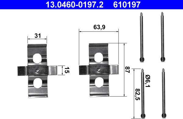 ATE 13.0460-0197.2 - Комплектующие для колодок дискового тормоза autosila-amz.com