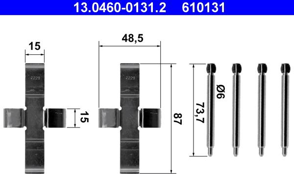 ATE 13.0460-0131.2 - Комплектующие для колодок дискового тормоза autosila-amz.com