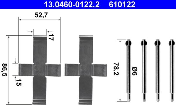 ATE 13.0460-0122.2 - Комплектующие для колодок дискового тормоза autosila-amz.com