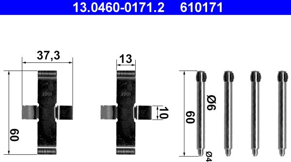 ATE 13.0460-0171.2 - Комплектующие для колодок дискового тормоза autosila-amz.com