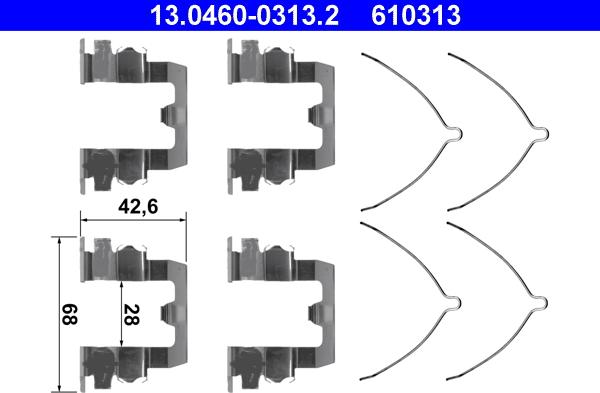 ATE 13.0460-0313.2 - Комплектующие для колодок дискового тормоза autosila-amz.com
