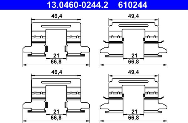 ATE 13.0460-0244.2 - Комплектующие для колодок дискового тормоза autosila-amz.com