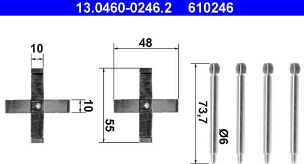 ATE 13.0460-0246.2 - Комплектующие для колодок дискового тормоза autosila-amz.com