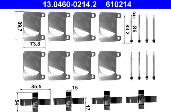 ATE 13.0460-0214.2 - Комплектующие для колодок дискового тормоза autosila-amz.com