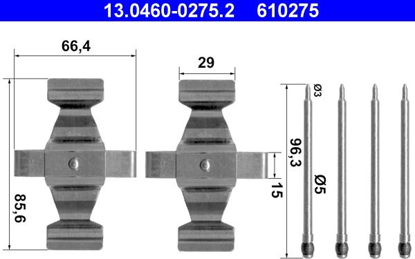 ATE 13.0460-0275.2 - Комплектующие для колодок дискового тормоза autosila-amz.com