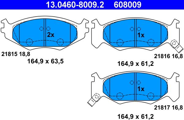 ATE 13.0460-8009.2 - Тормозные колодки, дисковые, комплект autosila-amz.com