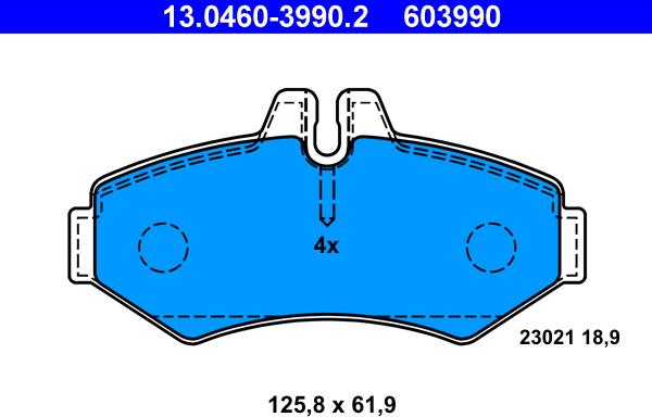 ATE 13.0460-3990.2 - Тормозные колодки, дисковые, комплект autosila-amz.com