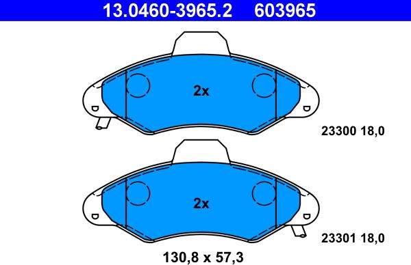 ATE 13.0460-3965.2 - Тормозные колодки, дисковые, комплект autosila-amz.com