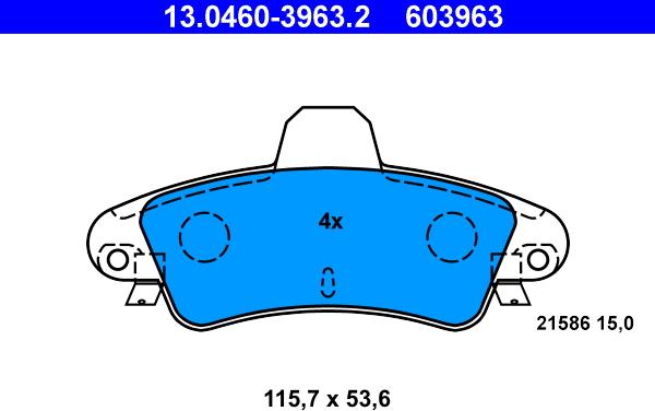 ATE 13.0460-3963.2 - Тормозные колодки, дисковые, комплект autosila-amz.com