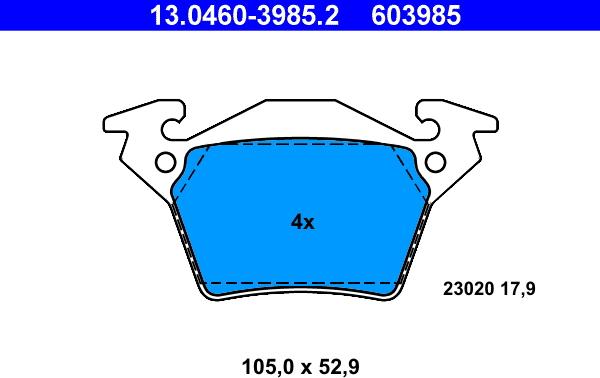 ATE 13.0460-3985.2 - Тормозные колодки, дисковые, комплект autosila-amz.com