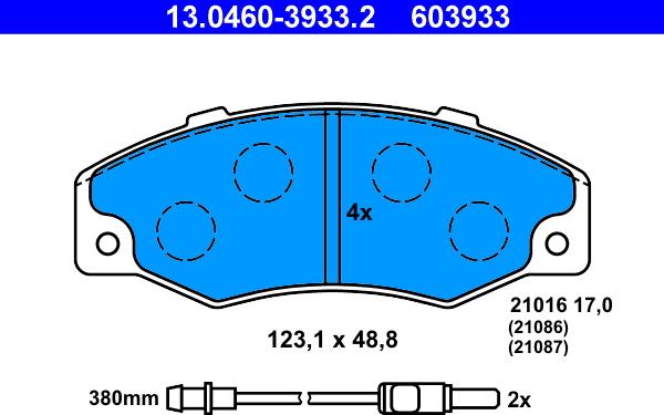 ATE 13.0460-3933.2 - Тормозные колодки, дисковые, комплект autosila-amz.com