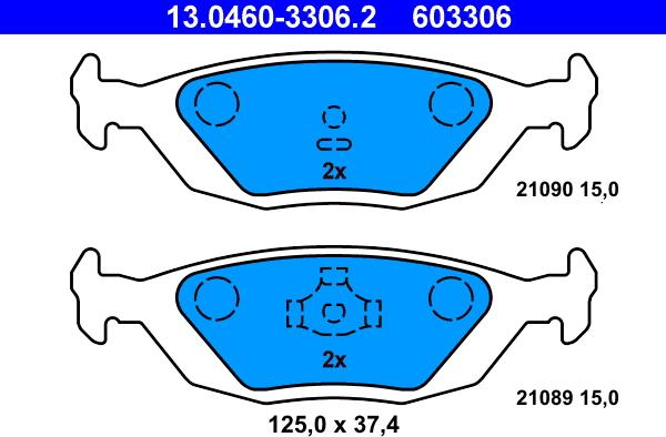 ATE 13.0460-3306.2 - Тормозные колодки, дисковые, комплект autosila-amz.com