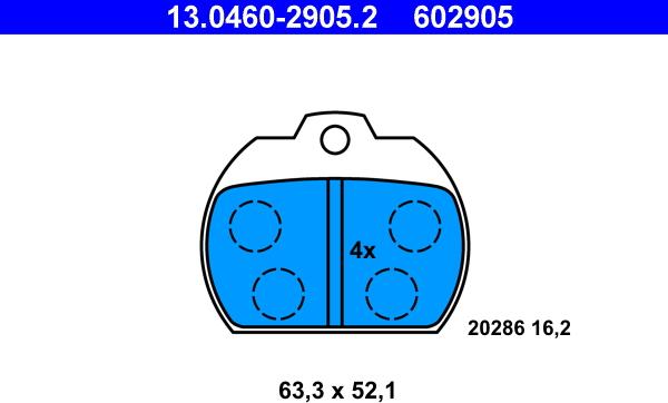 ATE 13.0460-2905.2 - Тормозные колодки, дисковые, комплект autosila-amz.com