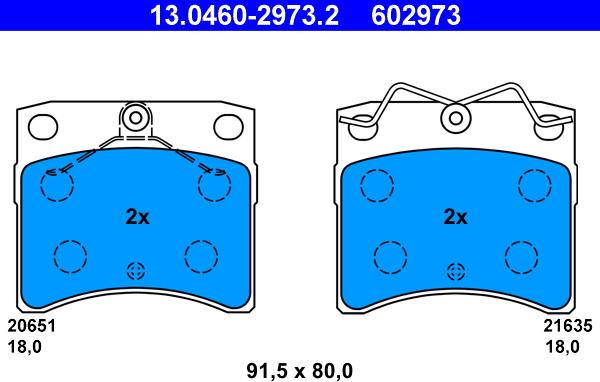 ATE 13.0460-2973.2 - Тормозные колодки, дисковые, комплект autosila-amz.com