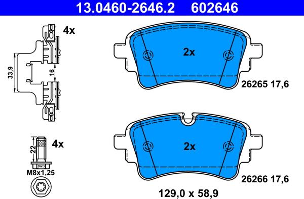 ATE 13.0460-2646.2 - Тормозные колодки, дисковые, комплект autosila-amz.com