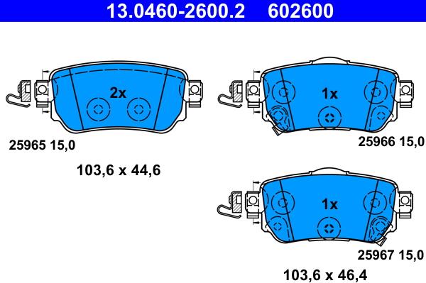 ATE 13.0460-2600.2 - Тормозные колодки, дисковые, комплект autosila-amz.com