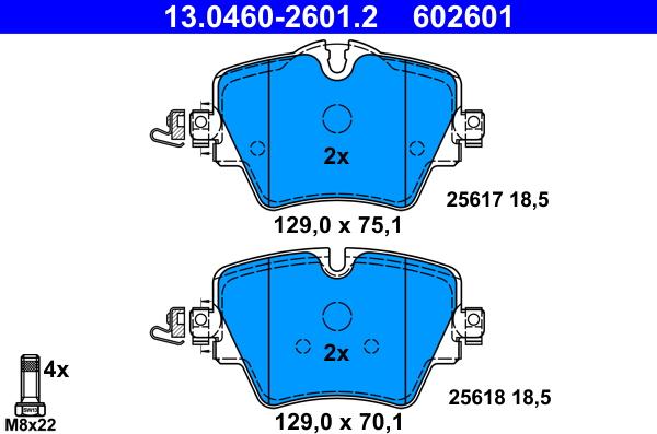 ATE 13.0460-2601.2 - Комплект тормозных колодок дисковый тормоз autosila-amz.com