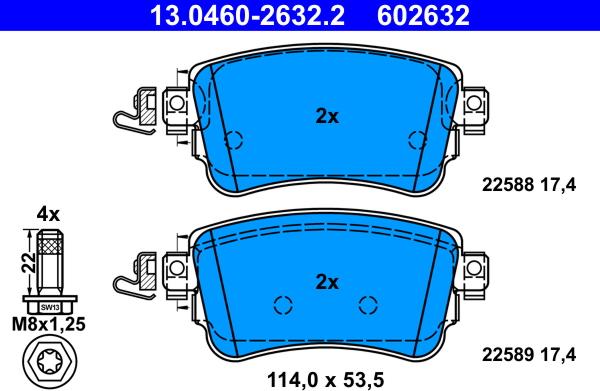 ATE 13.0460-2632.2 - Тормозные колодки, дисковые, комплект autosila-amz.com