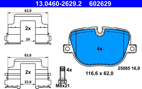 ATE 13.0460-2629.2 - Тормозные колодки, дисковые, комплект autosila-amz.com