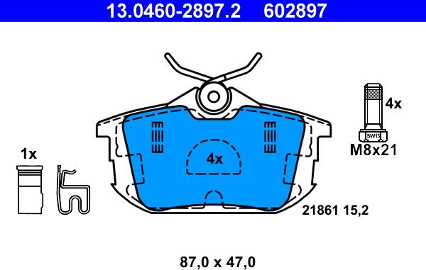 ATE 13.0460-2897.2 - Тормозные колодки, дисковые, комплект autosila-amz.com