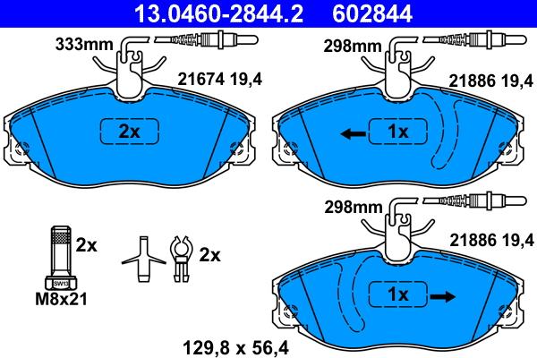 ATE 13.0460-2844.2 - Тормозные колодки, дисковые, комплект autosila-amz.com