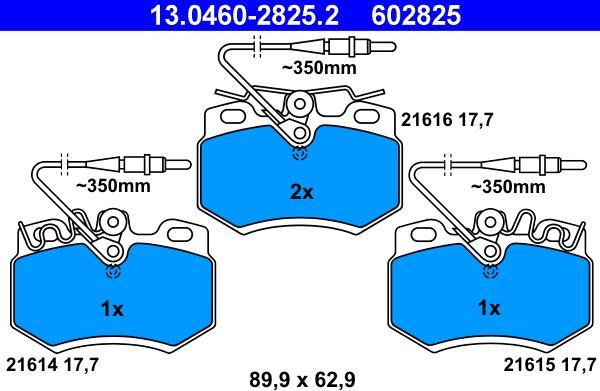 ATE 13.0460-2825.2 - Тормозные колодки, дисковые, комплект autosila-amz.com