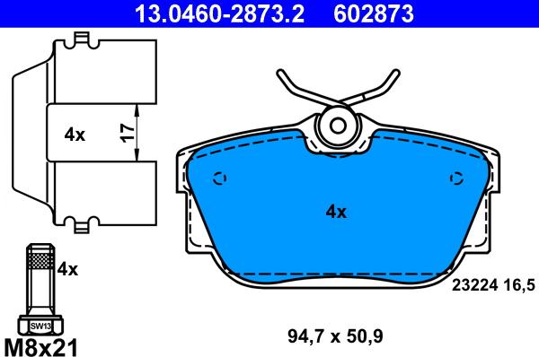 ATE 13.0460-2873.2 - Колодки тормозные задние ATE autosila-amz.com