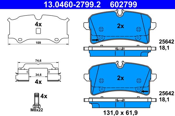 ATE 13.0460-2799.2 - Тормозные колодки, дисковые, комплект autosila-amz.com