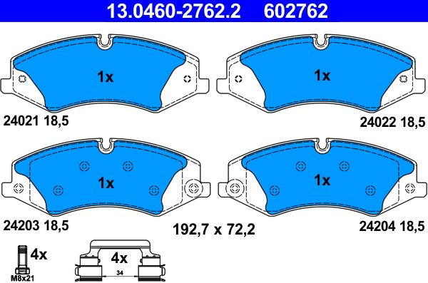 ATE 13.0460-2762.2 - Тормозные колодки, дисковые, комплект autosila-amz.com