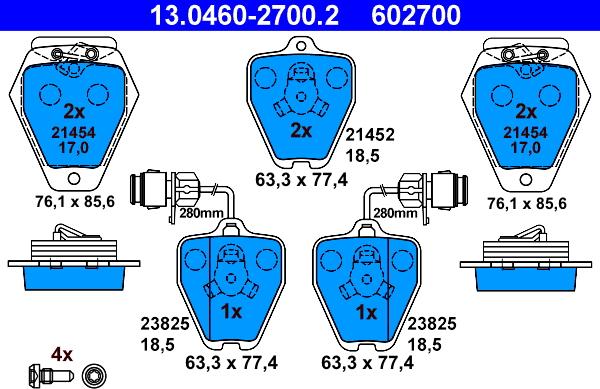 ATE 13.0460-2700.2 - Тормозные колодки, дисковые, комплект autosila-amz.com