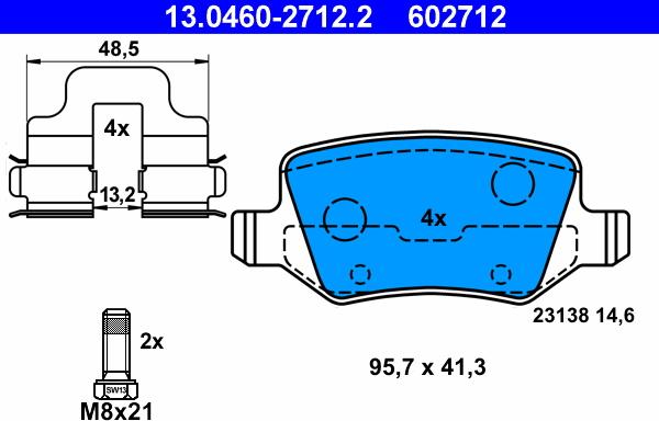 ATE 13.0460-2712.2 - Тормозные колодки, дисковые, комплект autosila-amz.com