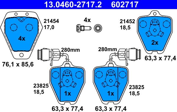 ATE 13.0460-2717.2 - Тормозные колодки, дисковые, комплект autosila-amz.com