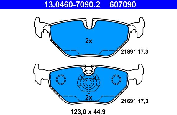 ATE 13.0460-7090.2 - Тормозные колодки, дисковые, комплект autosila-amz.com