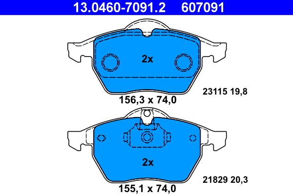 ATE 13.0460-7091.2 - Тормозные колодки, дисковые, комплект autosila-amz.com