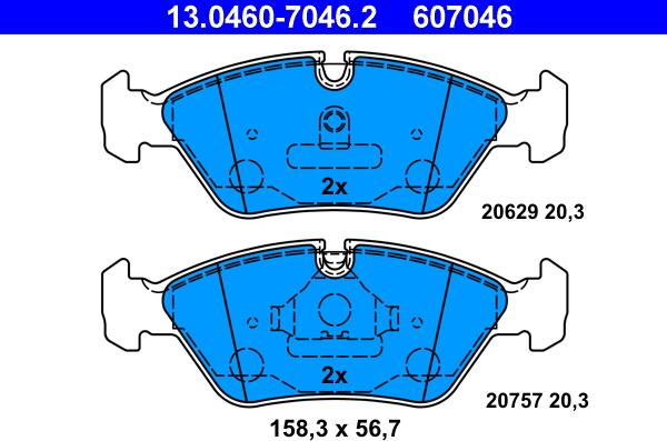 ATE 13.0460-7046.2 - Тормозные колодки, дисковые, комплект autosila-amz.com